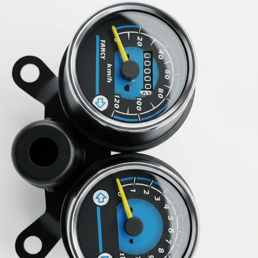 Double Round Fancy Meter Speedometer RPM for Honda 125 Motorcycle – Dual Analog Speed & RPM Gauge (Without Switch)