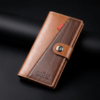 WAGLOK Dual Tone Magnetic Button Long Wallet for Men & Women with Zipper Pocket and 12 Card Slots