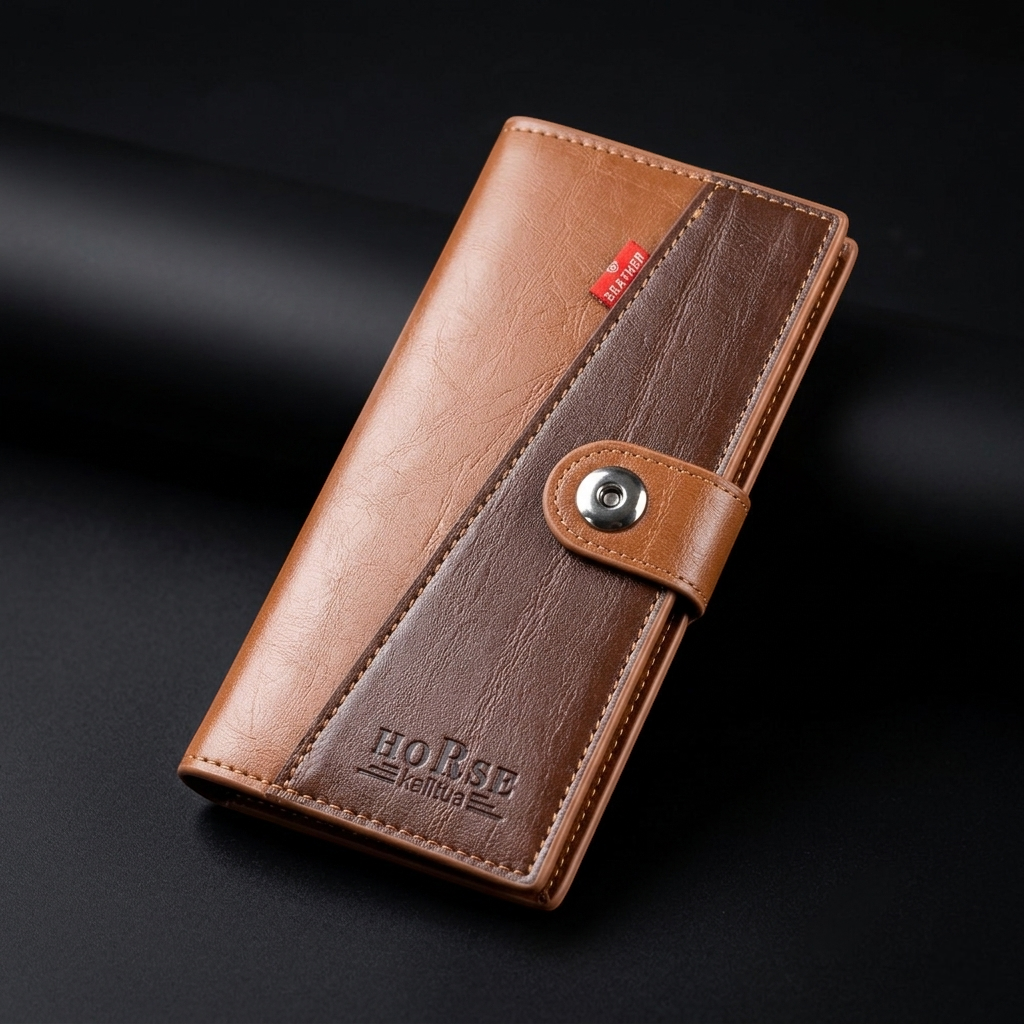 WAGLOK Dual Tone Magnetic Button Long Wallet for Men & Women with Zipper Pocket and 12 Card Slots