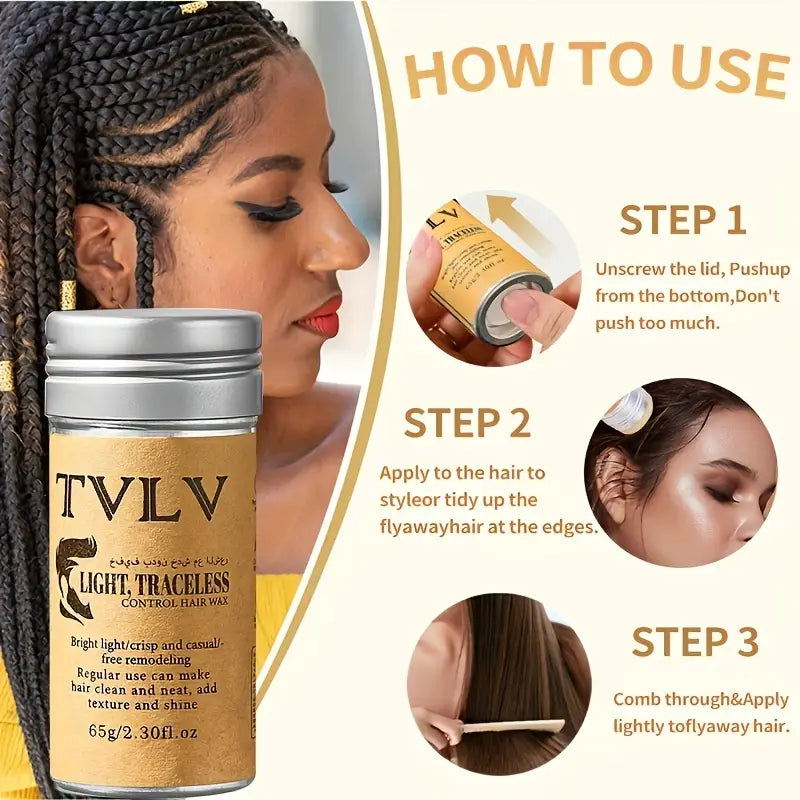 TVLV Hair Wax Stick Broken Hair Finishing Styling Stick for Broken Hair, Wigs, Edge Control - Styling Wax for Fly Away &amp; Edge Frizz Hair