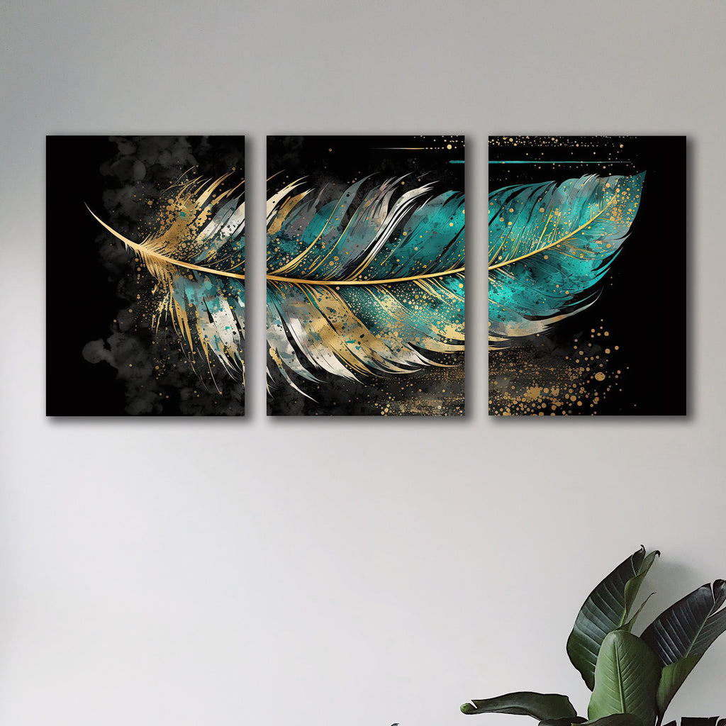 set of 3 leaf art wooden frames for wall decoration / sticky photo tiles