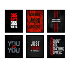Set of 6 Motivational Wall Art Frames – 8x11" MDF with Sticky Backing