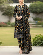 Elegant Digital Chunri Print Embroidered Lawn 3 Piece Unstitched Suit with Chiffon Dupatta – Summer Collection