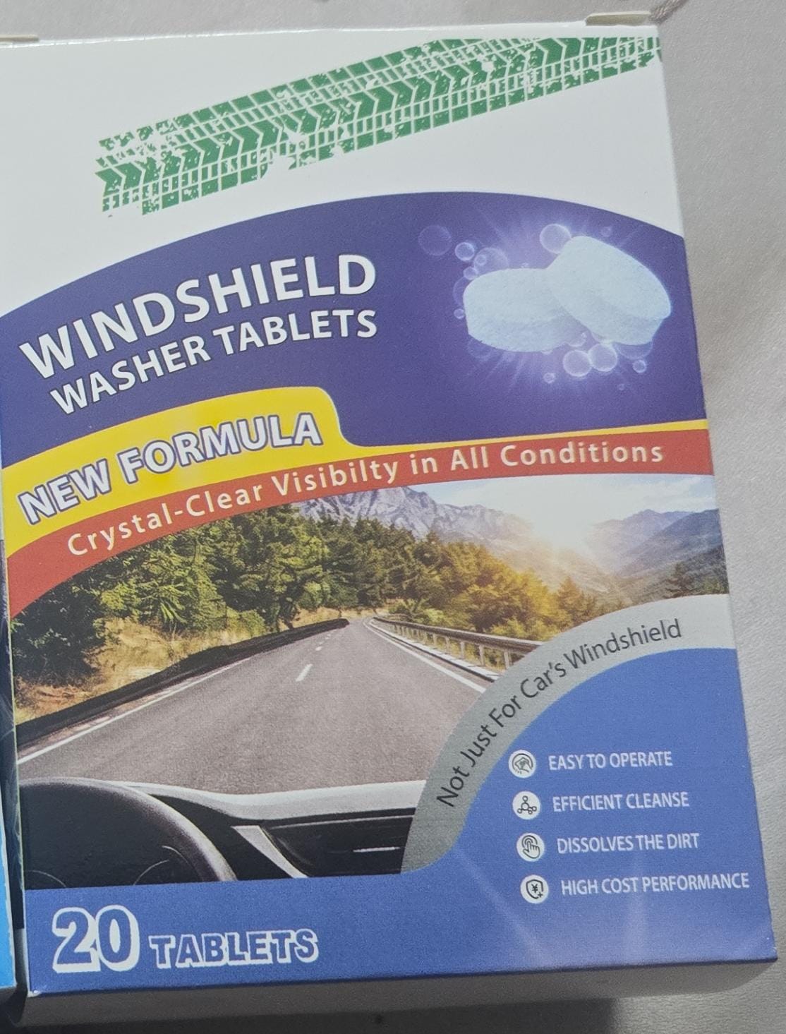 Car Windshield Washer Fluid Concentrate Tablets | Solid Effervescent Wiper Cleaning Tablets | 20-Tablets