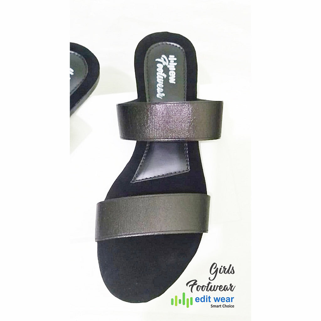 Ladies Casual & Party Wear Flat Slippers – Stylish Elastic Work Design | Comfortable Indoor & Outdoor Sandals for Women