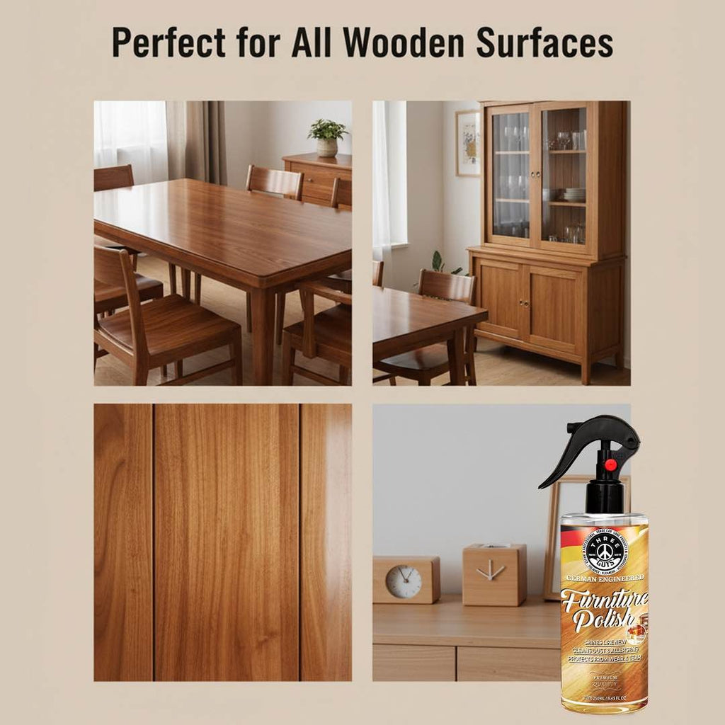 Three Guys Furniture Polish Wood Cleaner And Shine Protector German Engineered Revive Protect And Shine Like New