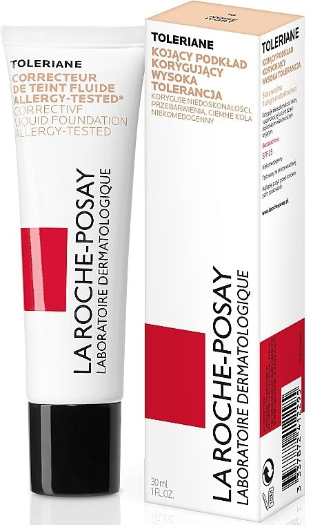 La Roche-Posay Toleriane Corrective Liquid Foundation SPF 25 – High-Coverage, Lightweight Makeup for Sensitive Skin - 30ml – Shade: Ivory