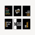 6 Pcs Motivational Wall Decor Cardboard Photo Tiles – Modern Black Quote Posters with Double Tape