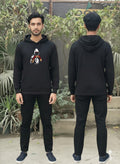 Men's Trendy Printed Tracksuit Black Casual Sportswear Sweat Suit Comfortable Fit