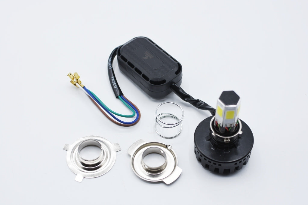 M6 LED Universal Headlight with Fan for All Bikes | universal fitting 3 function High/Low and flasher light