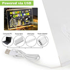 Transparent Acrylic LED Dry Erase Message Board 20x20cm White Stand With Glowing Display