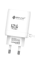 SOVO Flick Series SG-221 12W Fast Charger with Micro & Type-C USB Cable – 2.4A Auto ID Adaptive Charging
