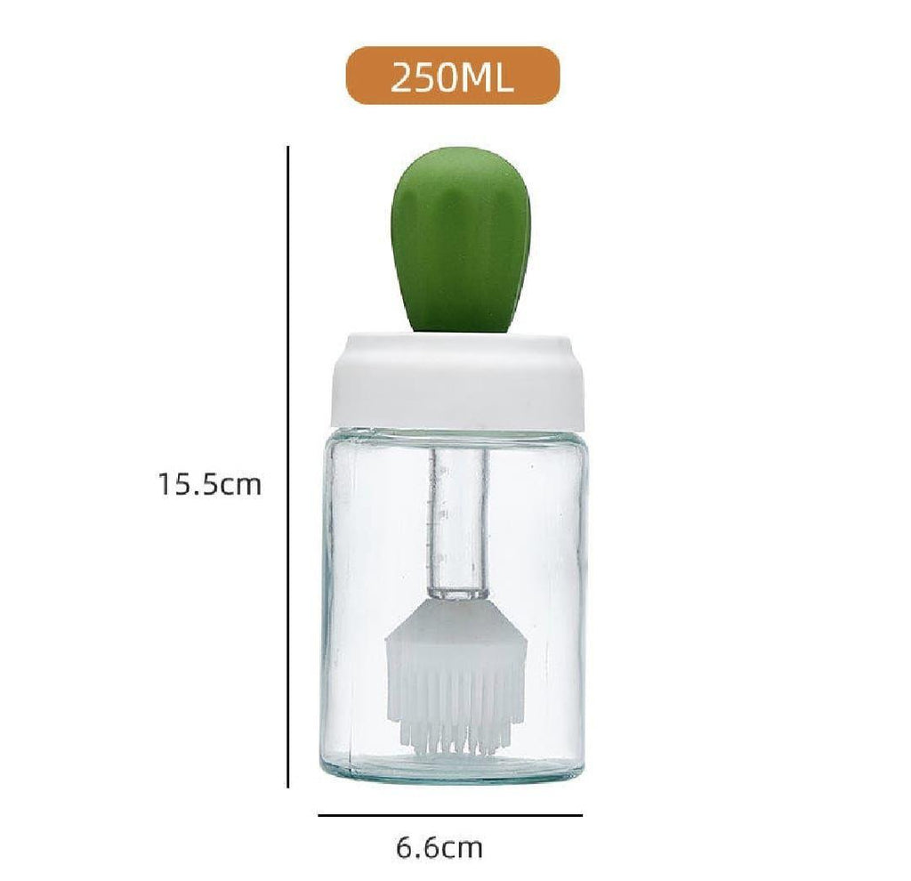 Oil Dispenser Bottle With Silicone Brush 2 In 1 Cooking Oil Tank And Basting Brush Heat Resistant Glass Oil Brush Bottle (Random Color)