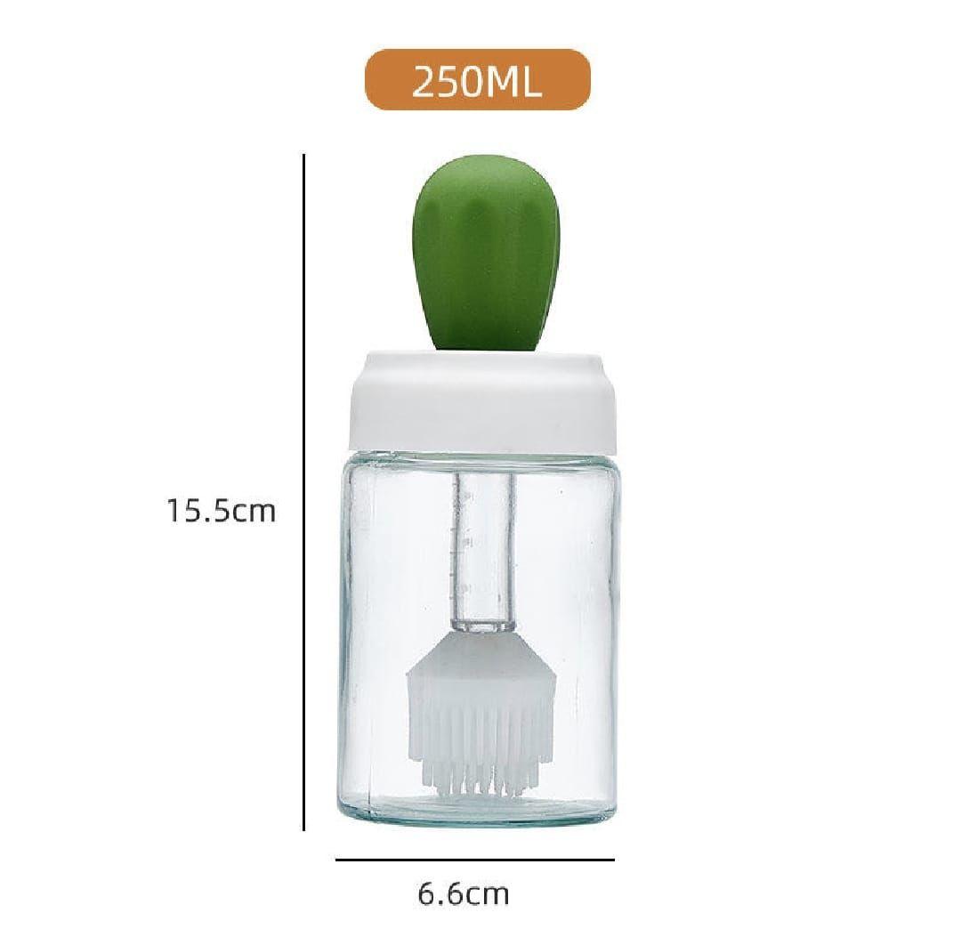 Oil Dispenser Bottle With Silicone Brush 2 In 1 Cooking Oil Tank And Basting Brush Heat Resistant Glass Oil Brush Bottle (Random Color)