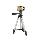 Tripod 3110 Portable Adjustable Aluminium Lightweight Camera Stand Tripod, with 3-Dimensional Head and Quick Release Plate for Video Cameras and Mobile, Black, Silver | 3110