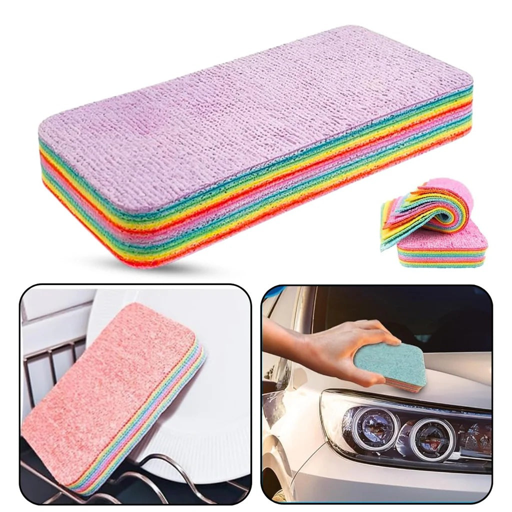 Multi-Purpose Microfiber Rainbow Sponge – 12 Layer Durable Cleaning Sponge for Kitchen & Household Use