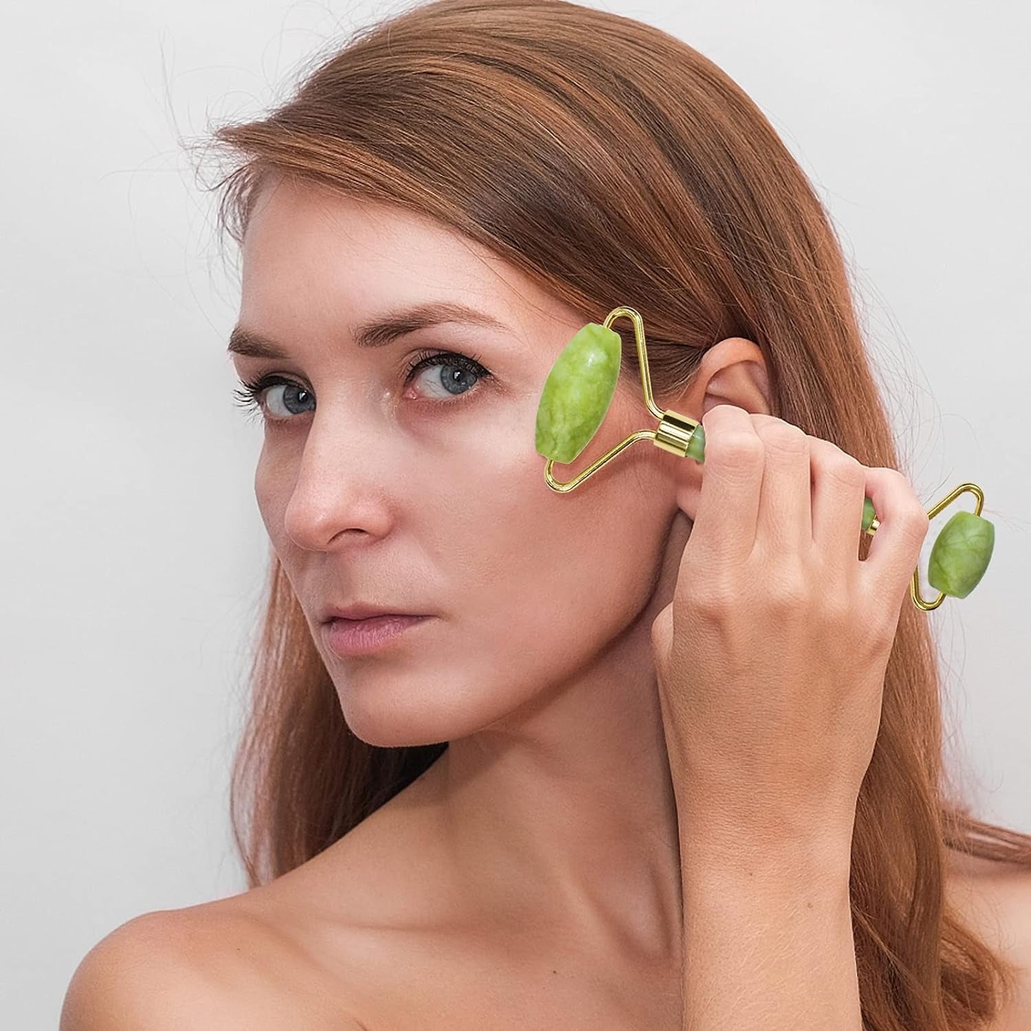 Jade Roller Facial Massager | Manual | With Gua Sha Tool | Natural Skincare | Relax & Refresh