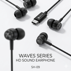 SOVO Waves Series SH-09 HD Sound Type-C Earphones with Heavy Bass and Gaming Support