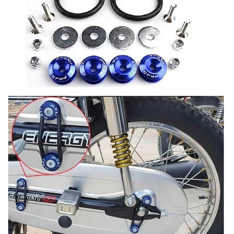Motorcycle Fancy Chain Cover Bolts with Washer 4 Pcs Set – Red, Golden, Blue