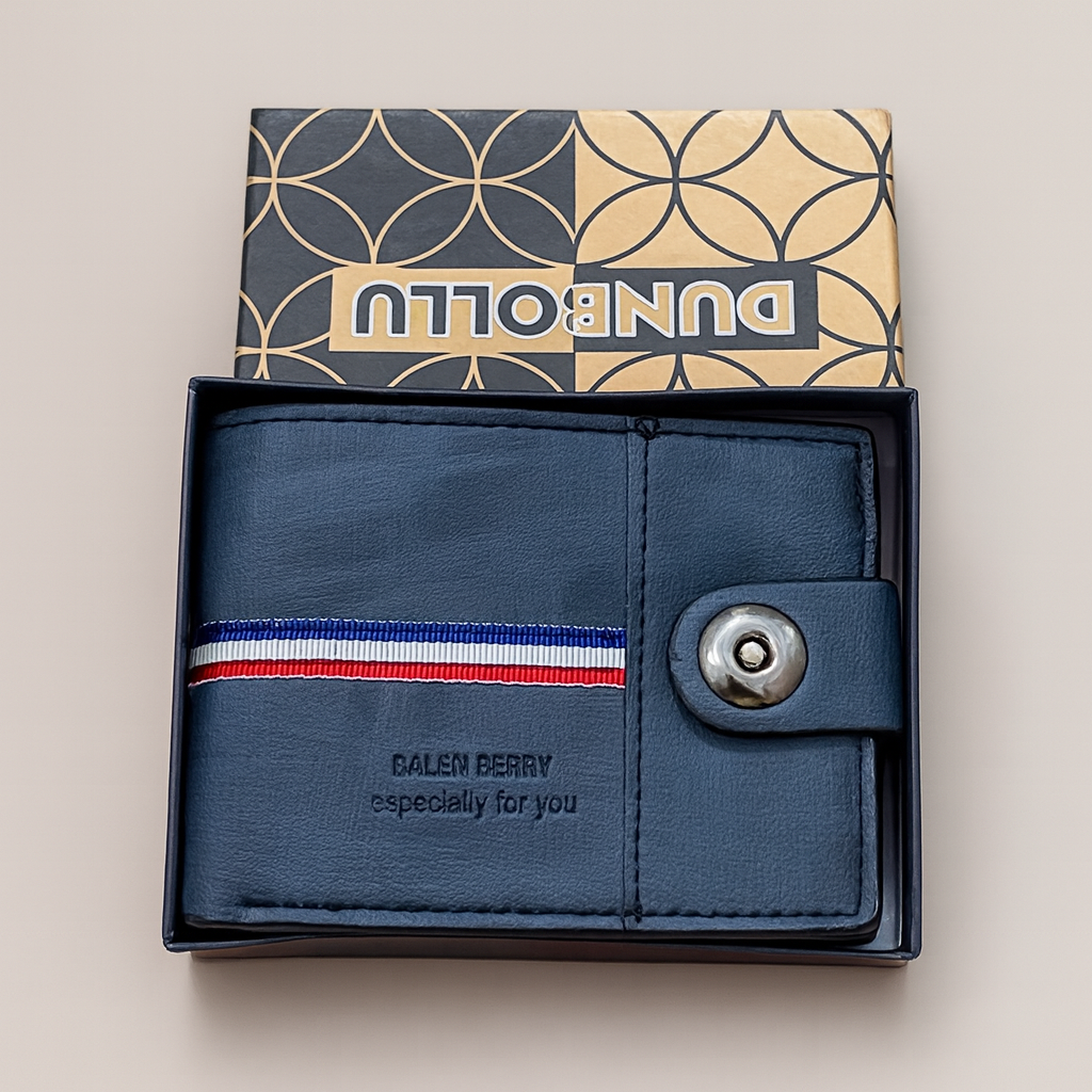 Men PU Leather Wallet with Box | Multi Card Slots & Secure Snap Button | 7 Card Holders & 3 Note Compartments