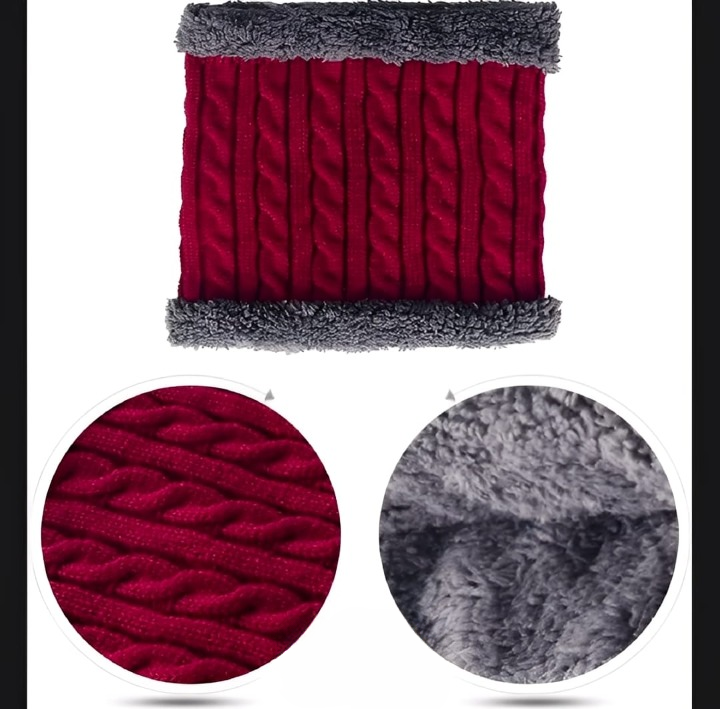 Wool Cap With Neck Warmer | Beanie And Scarf Set With Fleece Mask | Winter Thermal Wool Cap For Men And Women
