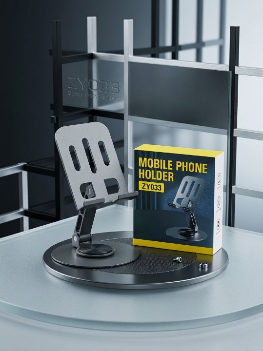 Metal Body Adjustable Phone Holder – Foldable Desktop Stand for Mobile Phones
