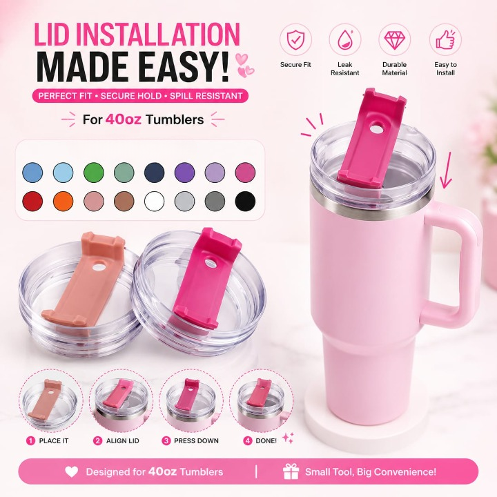 Leakproof Replacement Lid Compatible with 40oz Tumblers | Random Color