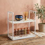 Microwave Oven Storage Rack 2-Tier Kitchen Organizer | Space-Saving Carbon Steel Shelf For Countertop And Utensils | Random Colour