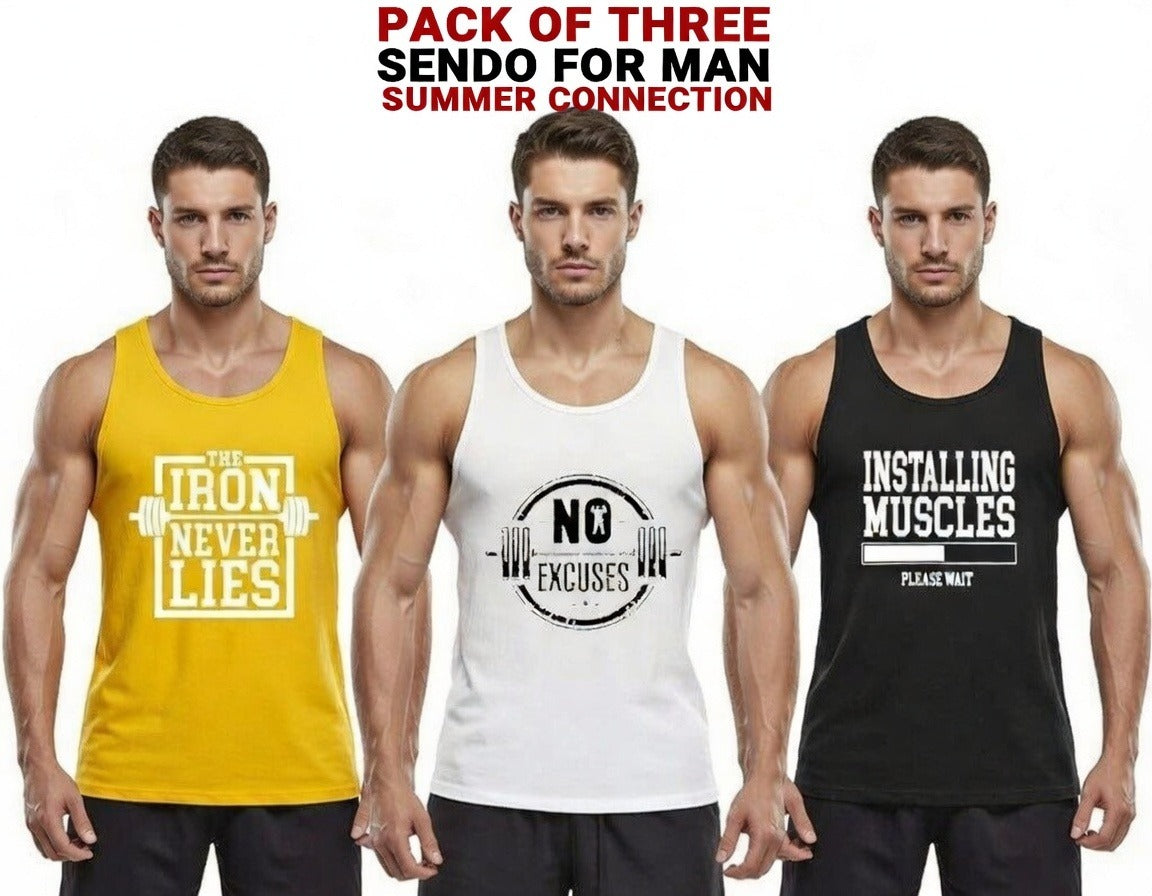 3 PCs of Men's Summer Cotton Sando Vest Sleeveless Tank Top Breathable Soft Lightweight Casual Gym Sports Innerwear Comfortable