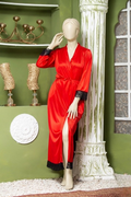 Elegant Luxury Silk Night Gown with Delicate Lace Trim - Comfortable Sleepwear for Women Free Size -  Sku : R-016