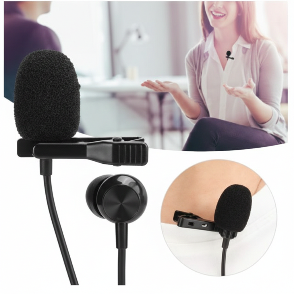 Professional Tiktok3.5 AUX Microphone Micro-Cravate Mic Lavalier Single Mic -Black