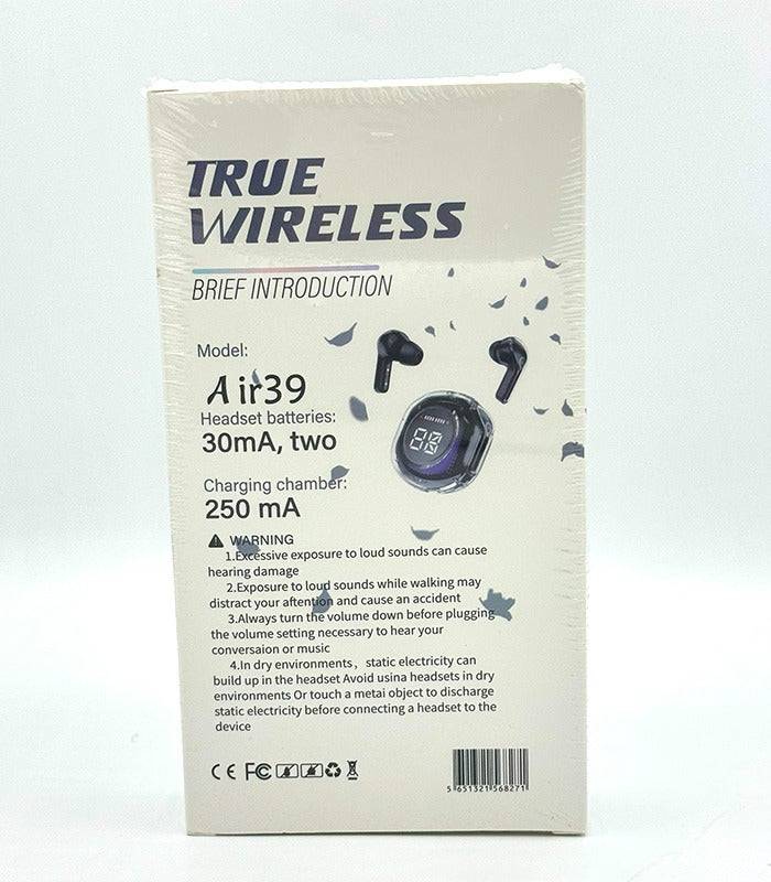 Air39 Wireless Earbuds | Bluetooth 5.3 | Clear Sound | Heavy Bass | Noise Reduction |  LED Display - Random Color
