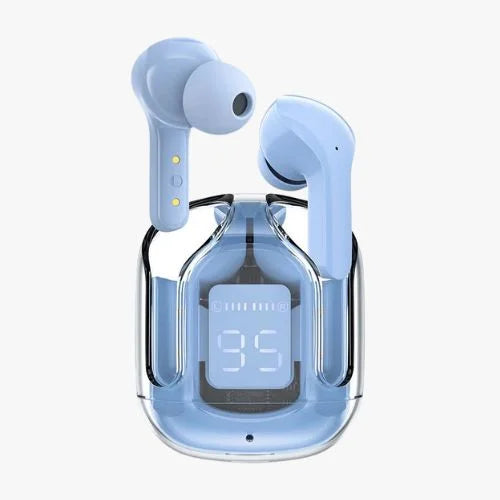 Air31 Earbuds Wireless Crystal Transparent body | Air 31 Bluetooth Ear Bud - with pouch (random color)