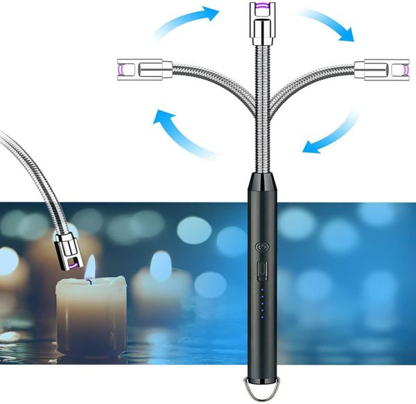 Arc Lighter With Usb Charging,flameless Windproof,led Battery Display,safety Switch | rotate 360 Degrees, for Aromatherapy (random Colors)