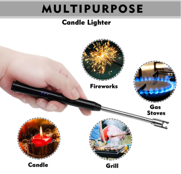 Arc Lighter With Usb Charging | Flameless Windproof | LED Battery Display | Safety Switch | Rotate 360 Degrees(random colors)