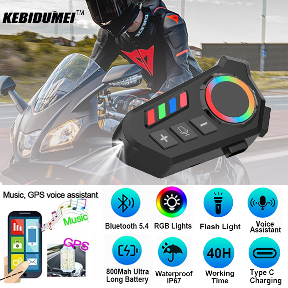 Helmet Wireless Earphone K06A – Bluetooth Helmet Intercom Headset with RGB Control Knob & Noise Reduction