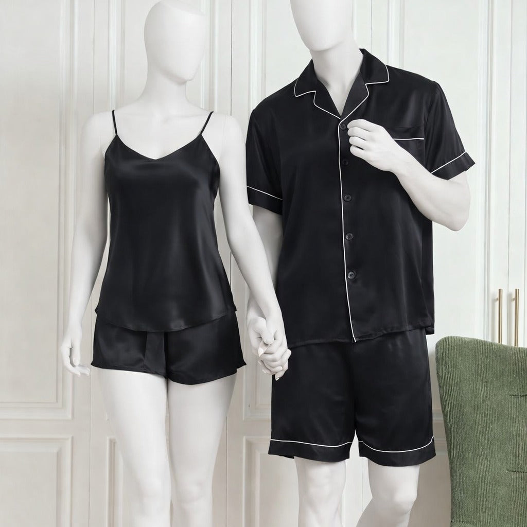 Couple Night Dress / Night Suit / Silk Sleepwear Set – 4-Piece Camisole & Shirt with Shorts | DC-C015