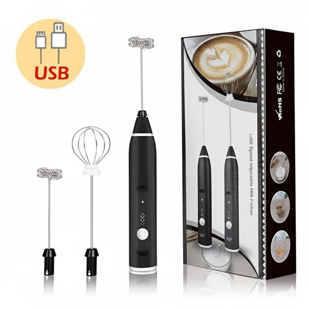 Rechargeable Coffee Beater – USB Rechargeable Powerful Milk Frother for Coffee, Cappuccino, Latte, Matcha, Hot Chocolate & Kitchen Use | High-Speed Stainless Steel Whisk Mixer