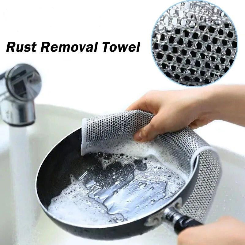 Durable Wire Dish Washing Cleaning Cloth – Heavy-Duty Scrubbing Rugs for Kitchen Dishes, Utensils &amp; Cookware - Pack Of 10