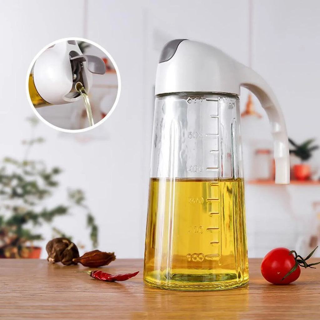 Glass Oil Bottle &amp; Dispenser Jug Dual-purpose Oil Dispenser For Pouring And Spraying, High-pressure sprayer for even oil distribution 450ml (random color)
