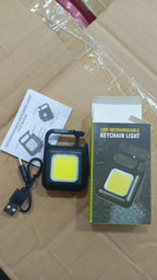 COB Rechargeable Keychain Light – Ultra Bright Metal Body Emergency Light with Type-C Charging (With Cable)