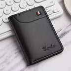 Slim Card Holder Wallet for Men with Cash Pocket, ID Window & Hidden Card Slot - Black