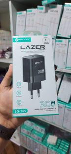 SOVO SG-265 LAZER 30W Super Fast C to C Charger – PD & QC 3.0 Type-C Adapter with Type-C Cable