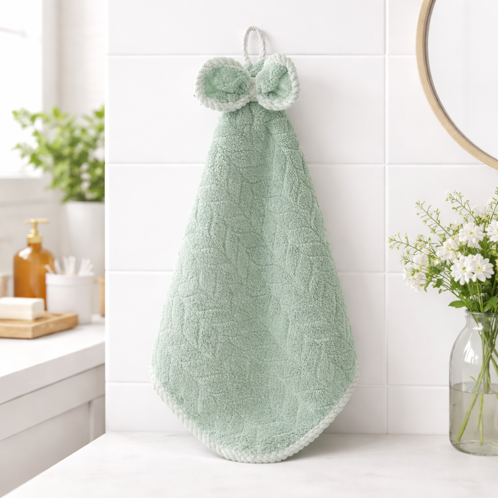 Royal Bow Hanging Napkin Towel – Super Absorbent Microfiber Hand Towel with Loop