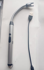 USB Rechargeable Electric Arc BBQ Lighter Windproof Flameless Plasma Lighter with 360° Flexible Neck and LED Battery Indicator for Kitchen Candles BBQ
