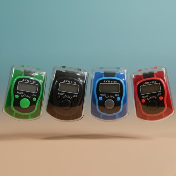 Digital Tasbeeh Light Counter With Hand Ring Finger Tally Electronic Tasbih Pray Counter Model JXN 5136 (Random Color)