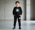 Kids Star Printed Black & Black Tracksuit Set | Winter Fleece Sweatshirt & Trouser Outfit for Boys & Girls – Warm & Trendy FOR BABY AND KIDS