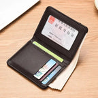 Slim Card Holder Wallet for Men with Cash Pocket, ID Window & Hidden Card Slot - Black