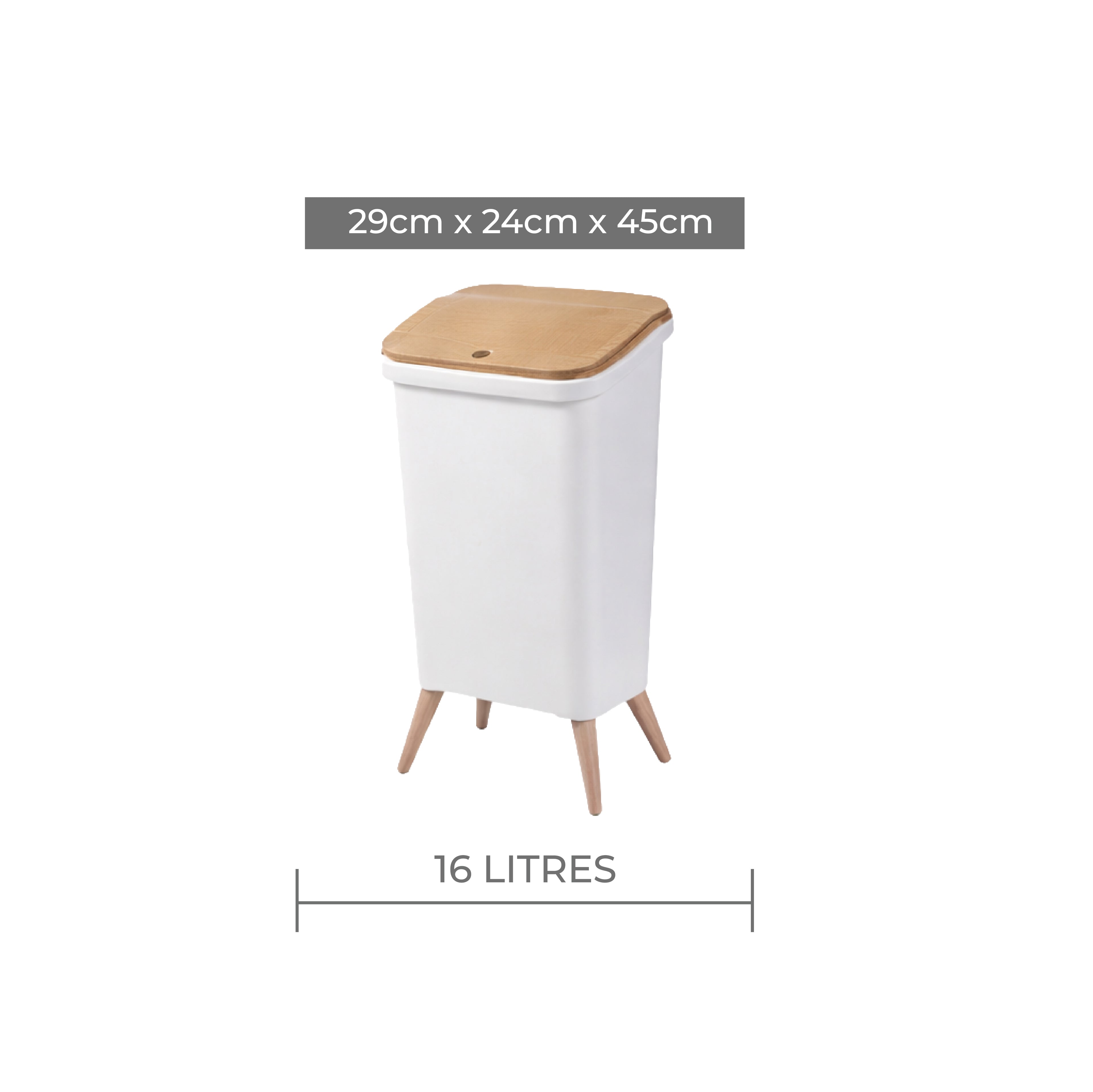 Royal Wooden Trash Bin with Lid | Minimalist Dustbin for Kitchen, Bedroom & Office