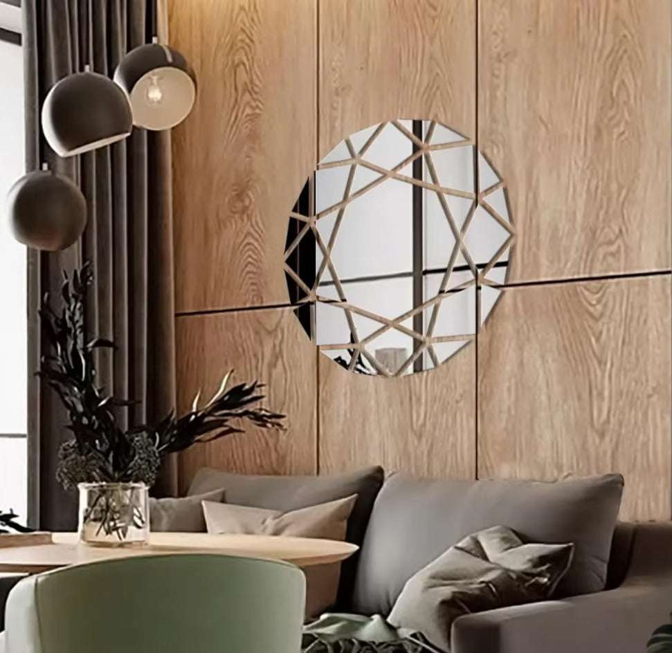 Acrylic Mirror Circle Wall Decorations | Elegant Round Design Stickers & Decals For Home & Office (12x60 Inches With Paper Chart)